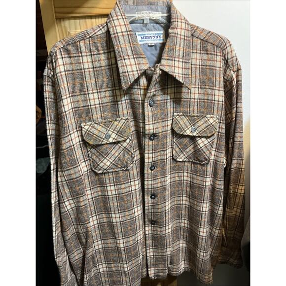 Vintage Mervyn’s Collection Men’s XL Brown Plaid Wool Blend Flannel LS Outdoor - Picture 14 of 14